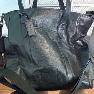 Coach Black Leather Duffel Bag